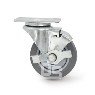 DS20 Series TPE Rubber Tread Plastic Core Swivel with Side Lock Brake Caster