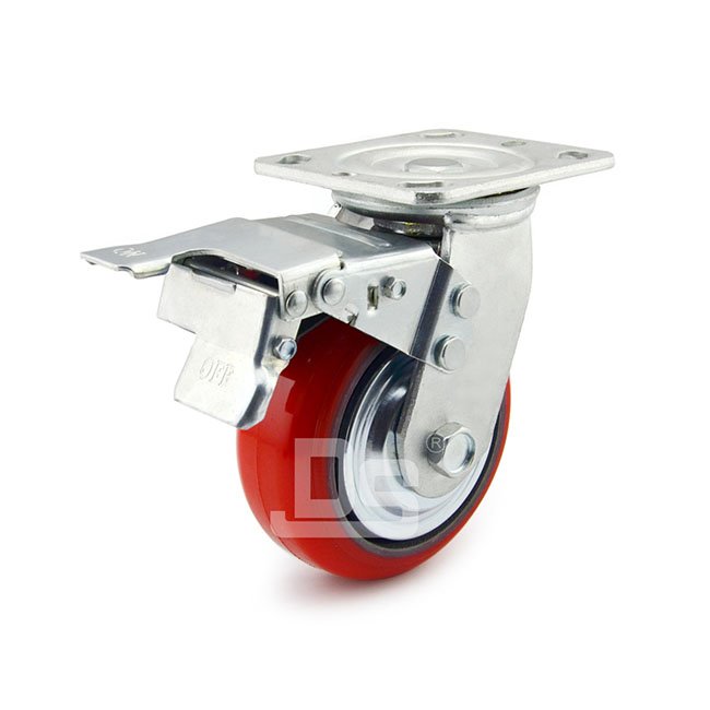 DS40 Series Cast Iron Core Polyurethane Tread Swivel With Dual Lock Brake Caster 
