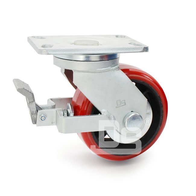 DS50 Series Cast Iron Core Polyurethane Tread Swivel With Brake Caster 